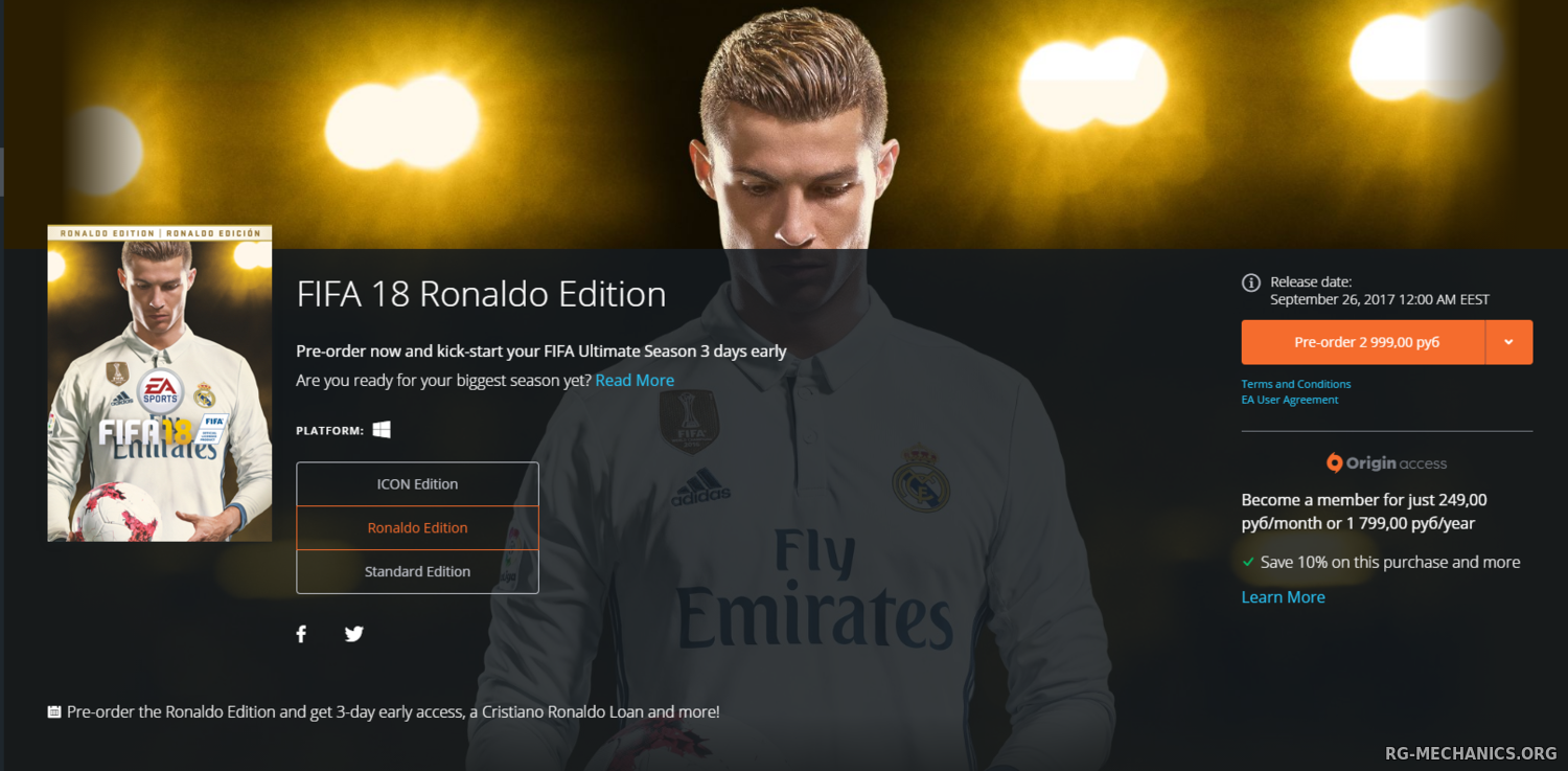 Скриншот к игре FIFA 18: ICON Edition [Update 2] (2017) PC | Repack от R.G. Механики